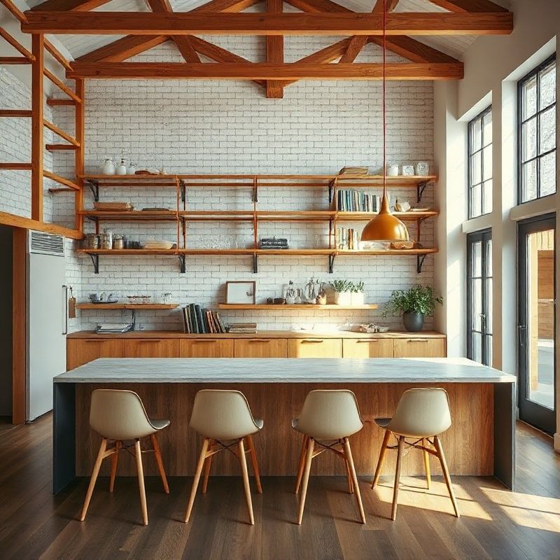 Wide view of Lumenilumen studio interior with timber and amber lighting